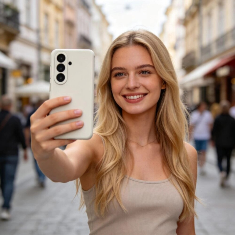 Tech-Protect silikoninis MagSafe dėklas, skirtas Samsung Galaxy S26+, Cosmic Latte