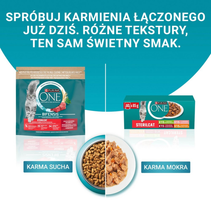 Purina ONE Sterilcat maistas katėms, su jautiena ir morkomis, 60 x 85 g
