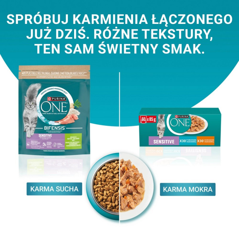 Purina ONE Sensitive sausa katėms su vištiena ir morkomis, 60 x 85 g