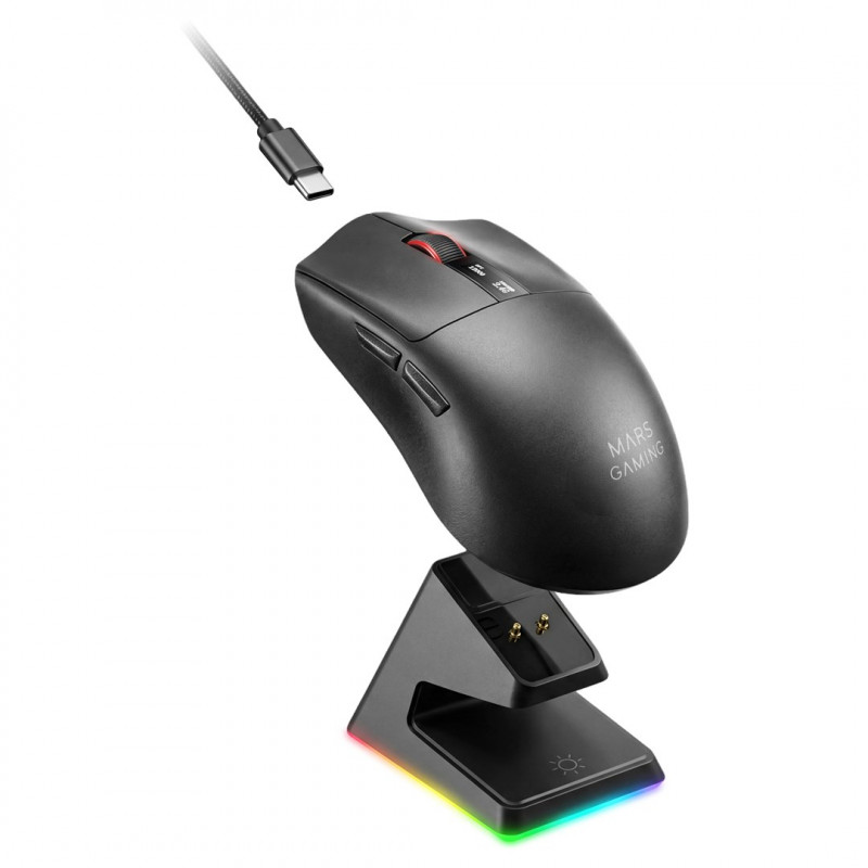 Mars Gaming MMW-ELITE belaidė žaidimų pelė, 20000 DPI, Bluetooth 5.4, 2.4 GHz, juoda