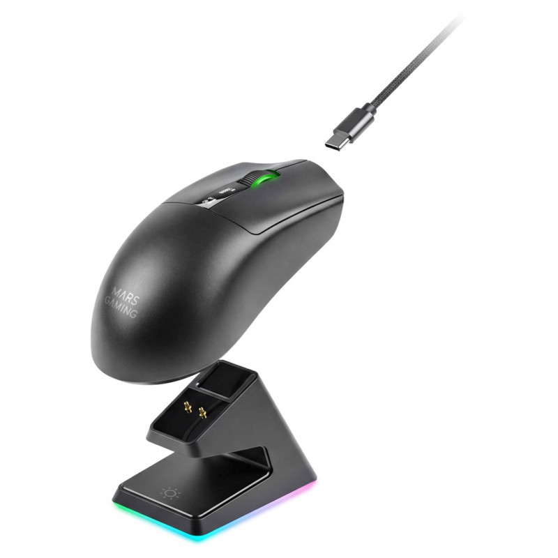 Mars Gaming MMW-ELITE belaidė žaidimų pelė, 20000 DPI, Bluetooth 5.4, 2.4 GHz, juoda