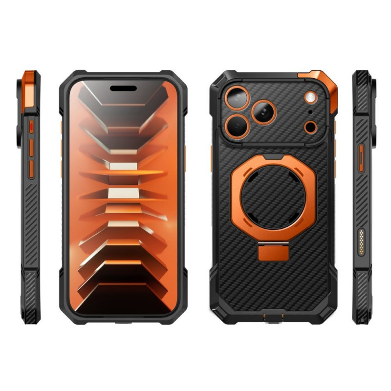 Supcase UB Grip Mag MagSafe Aramid dėklas, skirtas Apple iPhone 17 Pro Max / 18 Pro Max, juodas/oranžinis