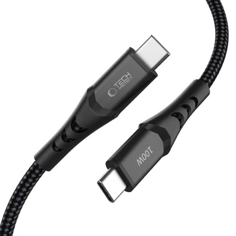 Tech-Protect UB11T Ultraboost USB-C / USB-C kabelis, PD 100W, 200 cm, juodas
