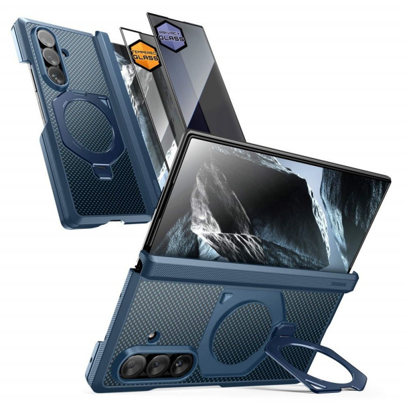 Supcase Supcase UB Aero MagSafe dėklas su grūdintu stiklu ir privatumo stiklu, skirtas Samsung Galaxy Z Fold 8 Ultra, Aramid Blue