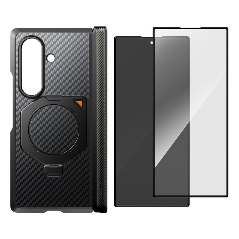 Supcase UB Aero MagSafe dėklas, skirtas Samsung Galaxy Z Fold 8 Ultra, su grūdintu stiklu ir privatumo stiklu, Aramid Black