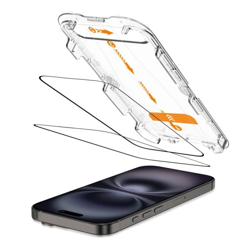 Tech-Protect Quick Set+ grūdintas stiklas, skirta Apple iPhone 15 / 16, juodas (2 vnt.)