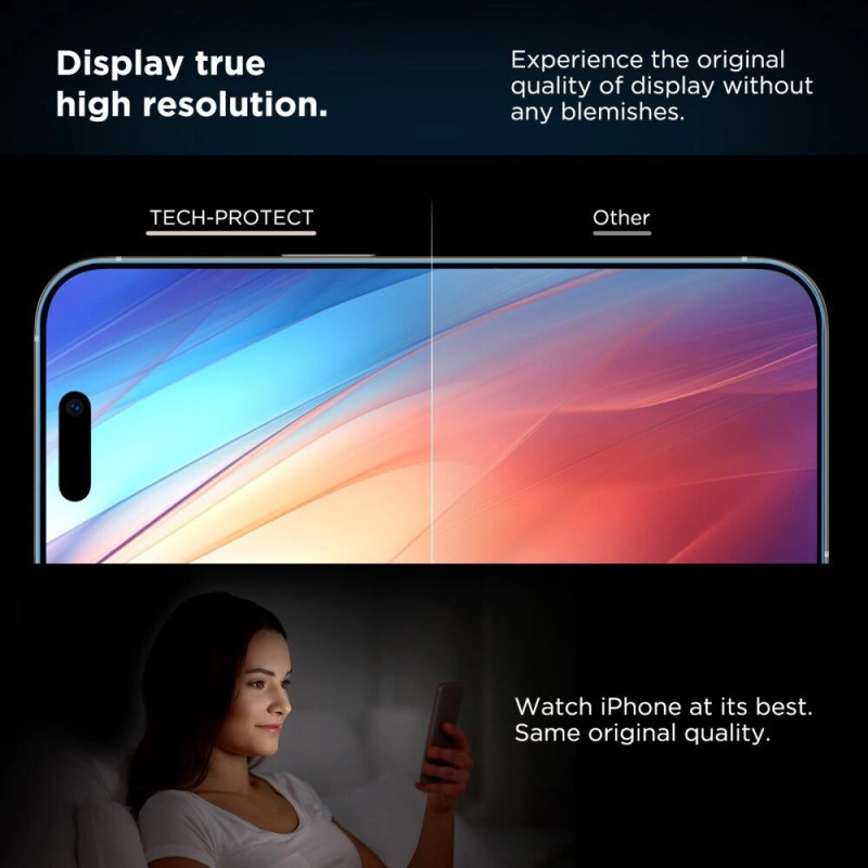 Tech-Protect Quick Set+ grūdintas stiklas ekrano apsauga Apple iPhone 16 Pro, juodas (2 vnt.)