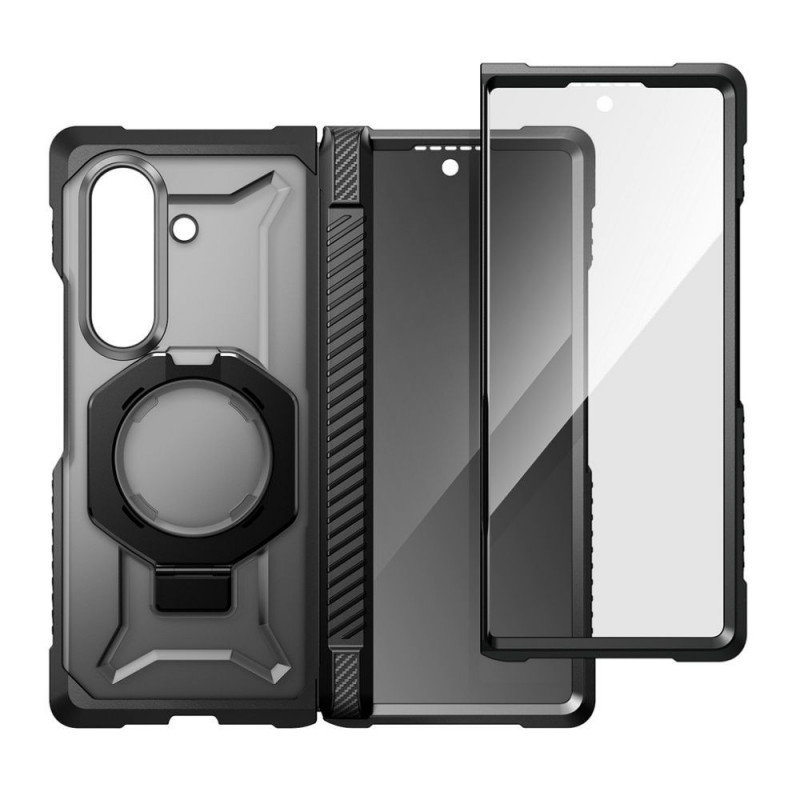 Supcase UB Grip Mag MagSafe dėklas skirtas Samsung Galaxy Z Fold 8 su grūdintu stiklu ir privatumo stiklu, juodas