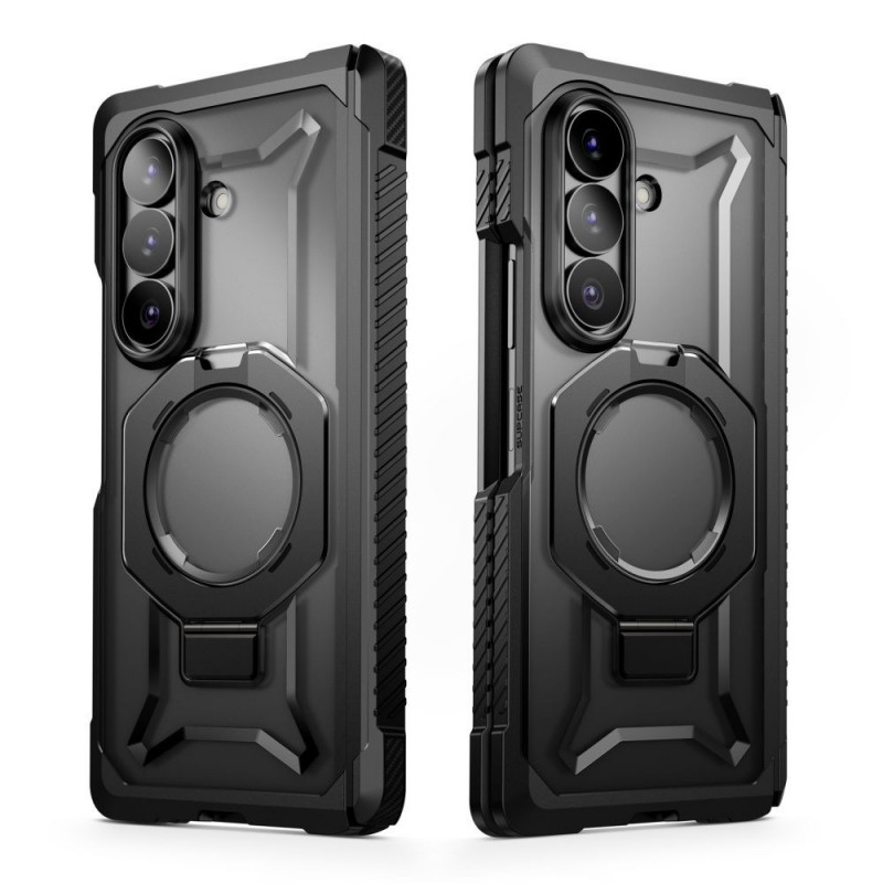 Supcase UB Grip Mag MagSafe dėklas skirtas Samsung Galaxy Z Fold 8 su grūdintu stiklu ir privatumo stiklu, juodas