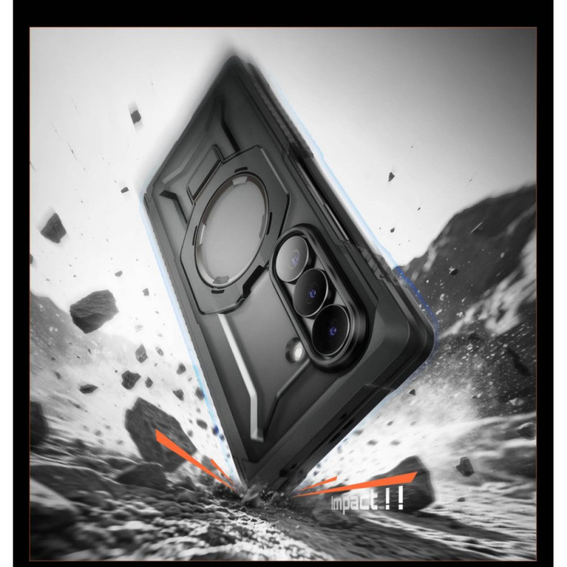 Supcase UB Grip Mag MagSafe dėklas skirtas Samsung Galaxy Z Fold 8 su grūdintu stiklu ir privatumo stiklu, juodas
