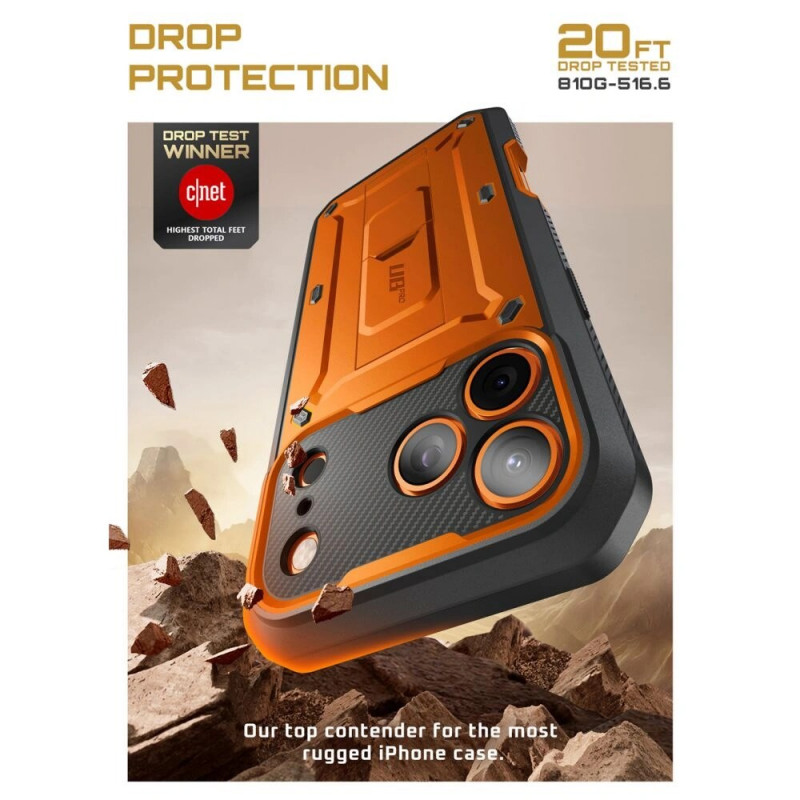 Supcase Unicorn Beetle Pro dėklas, skirtas Apple iPhone 17 Pro Max, koralų spalvos
