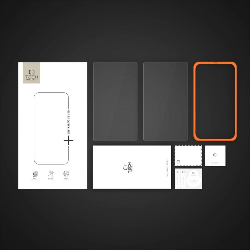 Tech-Protect Easy Set+ grūdinto stiklo ekrano apsauga Nintendo Switch 2, permatoma (2 vnt.)
