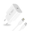 Tech-Protect NC20W 1 prievado USB-C sieninis įkroviklis PD 20W su Lightning kabeliu, baltas, 100 cm