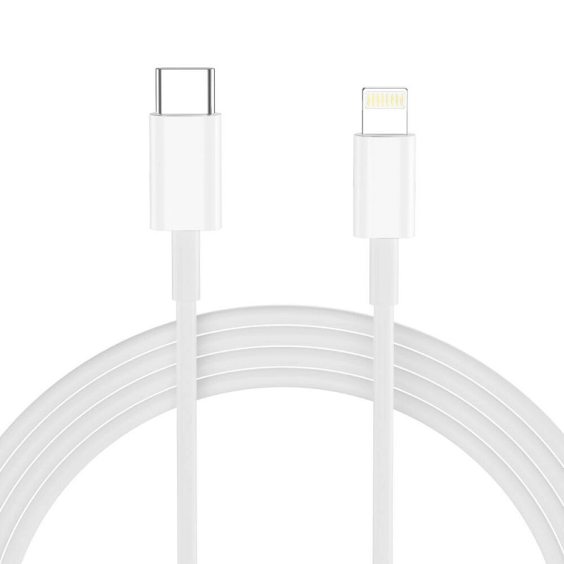 Tech-Protect NC20W 1 prievado USB-C sieninis įkroviklis PD 20W su Lightning kabeliu, baltas, 100 cm