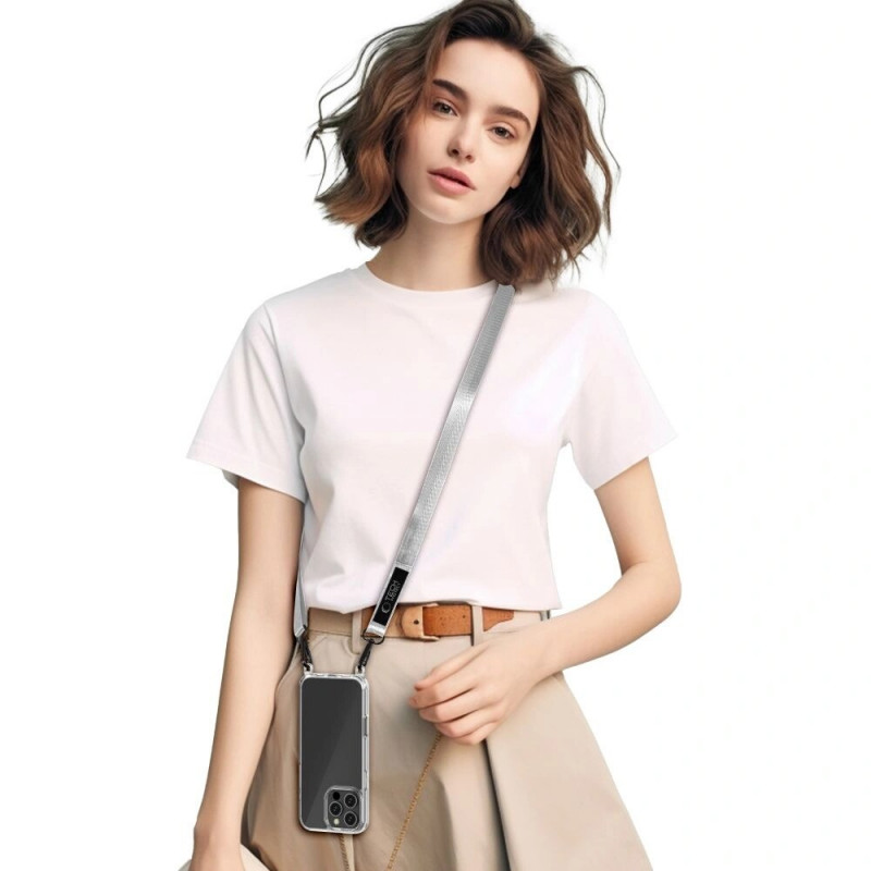 Tech-Protect C6S Rope Crossbody Crayon Grey telefono pakabuko rinkinys