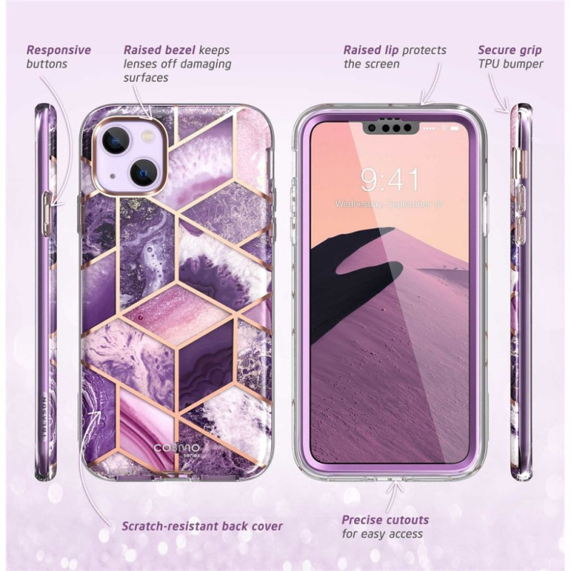 Supcase Cosmo dėklas, skirtas Apple iPhone 14 Plus / 15 Plus, Marble Purple