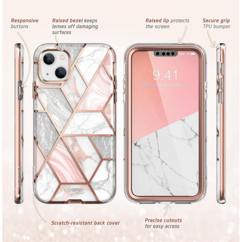 Supcase Cosmo dėklas, skirtas Apple iPhone 14 Plus / 15 Plus, Pink Marble