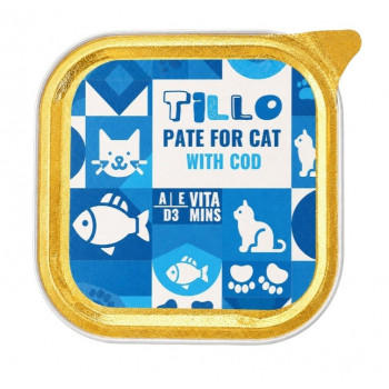TILLO šlapias paštetas katėms su menke, 100 g