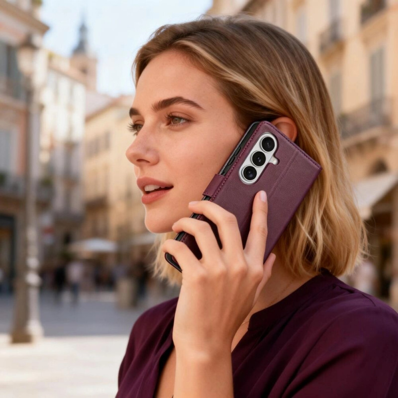 Tech-Protect piniginės tipo dėklas, skirtas Samsung Galaxy A36 / A56 / A37 5G, bordinė spalva