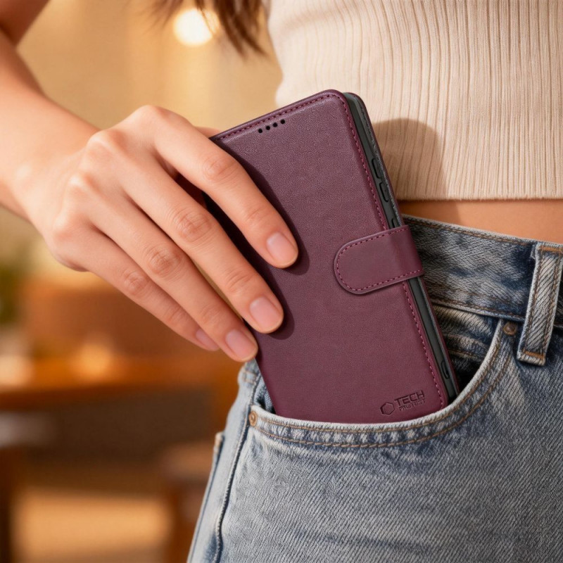 Tech-Protect piniginės tipo dėklas skirtas Samsung Galaxy A27 5G, bordo