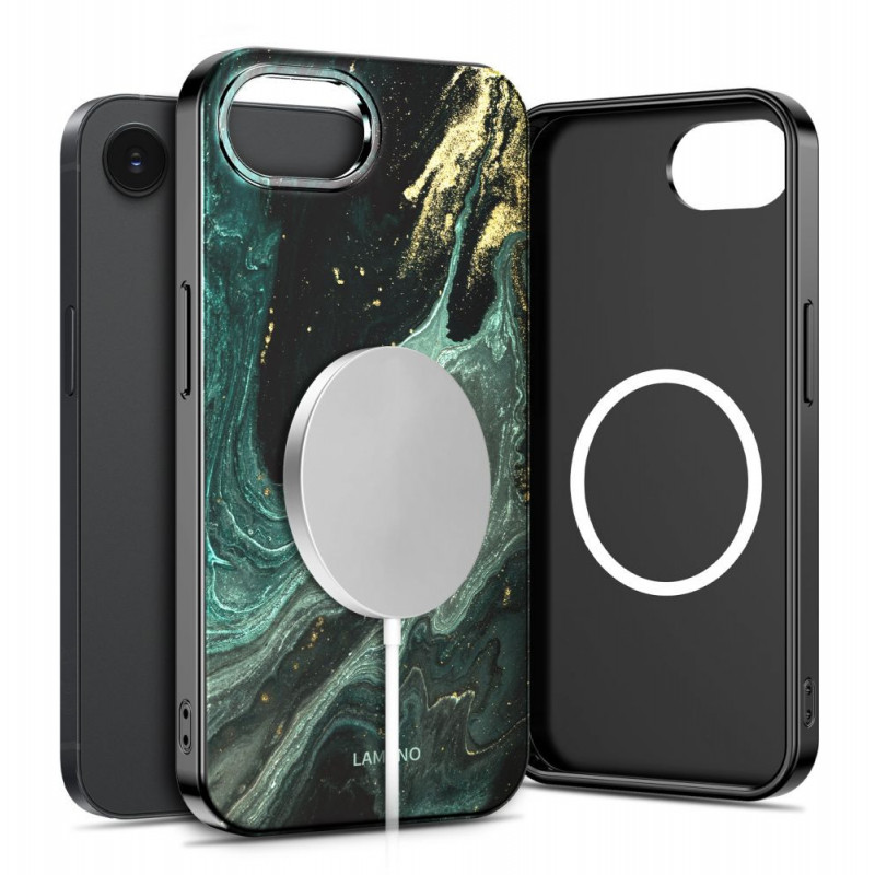 Tech-Protect Lamano MagSafe dėklas, skirtas Apple iPhone 16e / 17e, juodas ir žalias (Verde Aura)