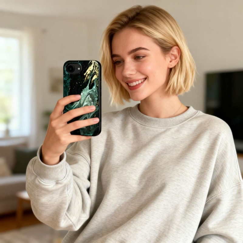 Tech-Protect Lamano MagSafe dėklas, skirtas Apple iPhone 16e / 17e, juodas ir žalias (Verde Aura)