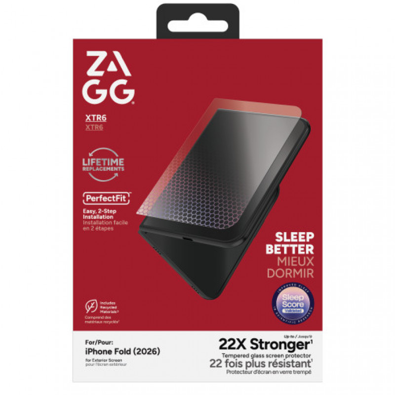 ZAGG InvisibleShield Glass XTR6 ekrano apsauga, skirta Apple iPhone Duo (išoriniam ekranui), ZAG348