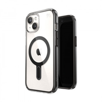 Speck Presidio Perfect-Clear ClickLock & MagSafe SPK526 dėklas, skirtas Apple iPhone 15 / 14 / 13, Clear / Frosted Black / Slate Grey
