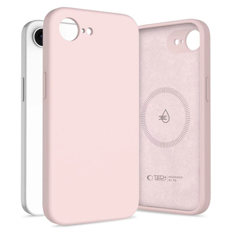 Tech-Protect silikoninis MagSafe dėklas, skirtas Apple iPhone 16e / 17e, Pink Pearl