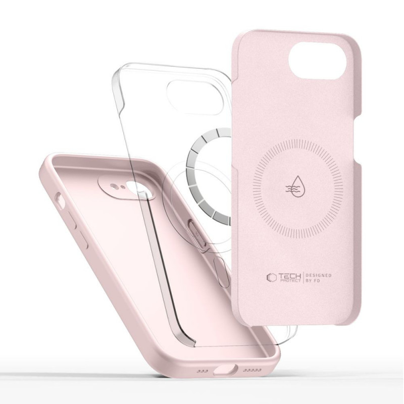 Tech-Protect silikoninis MagSafe dėklas, skirtas Apple iPhone 16e / 17e, Pink Pearl