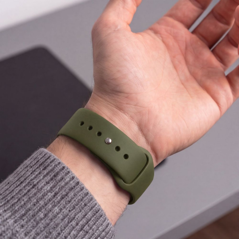 Tech-Protect silikoninė apyrankė, skirta Apple Watch 8 / 9 / 10 / 11 / 12 / SE / Ultra 44/45/46/49 mm, Olive Green