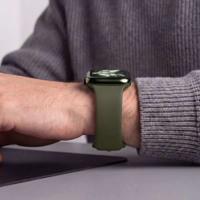 Tech-Protect silikoninė apyrankė, skirta Apple Watch 8 / 9 / 10 / 11 / 12 / SE / Ultra 44/45/46/49 mm, Olive Green