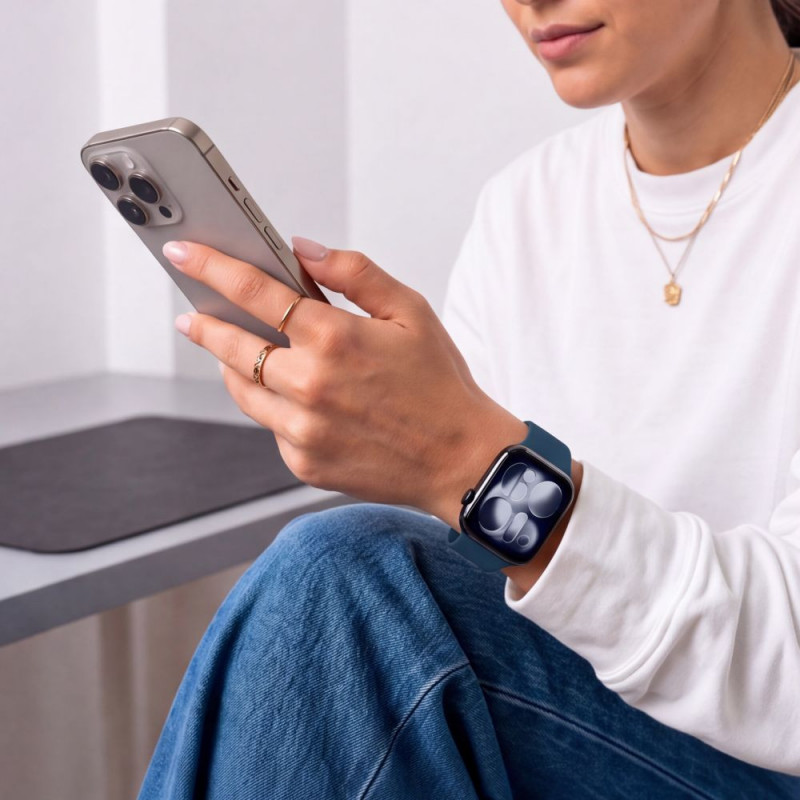 Tech-Protect silikoninė apyrankė, skirta Apple Watch 8 / 9 / 10 / 11 / 12 / SE / Ultra 44/45/46/49 mm, Navy Blue