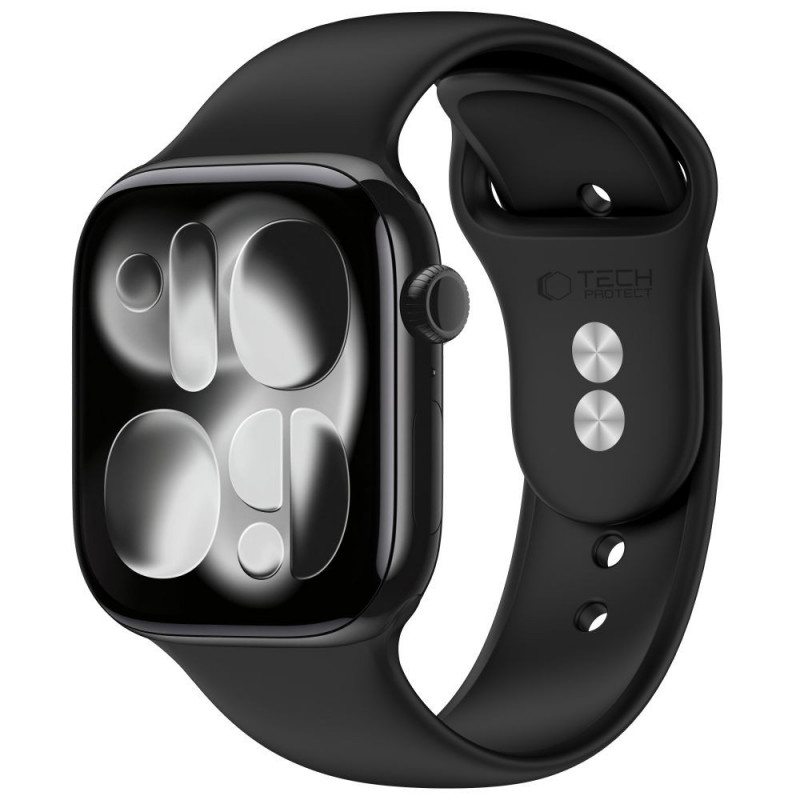 Tech-Protect silikoninė apyrankė, skirta Apple Watch 8 / 9 / 10 / 11 / 12 / SE / Ultra 44/45/46/49 mm, juoda