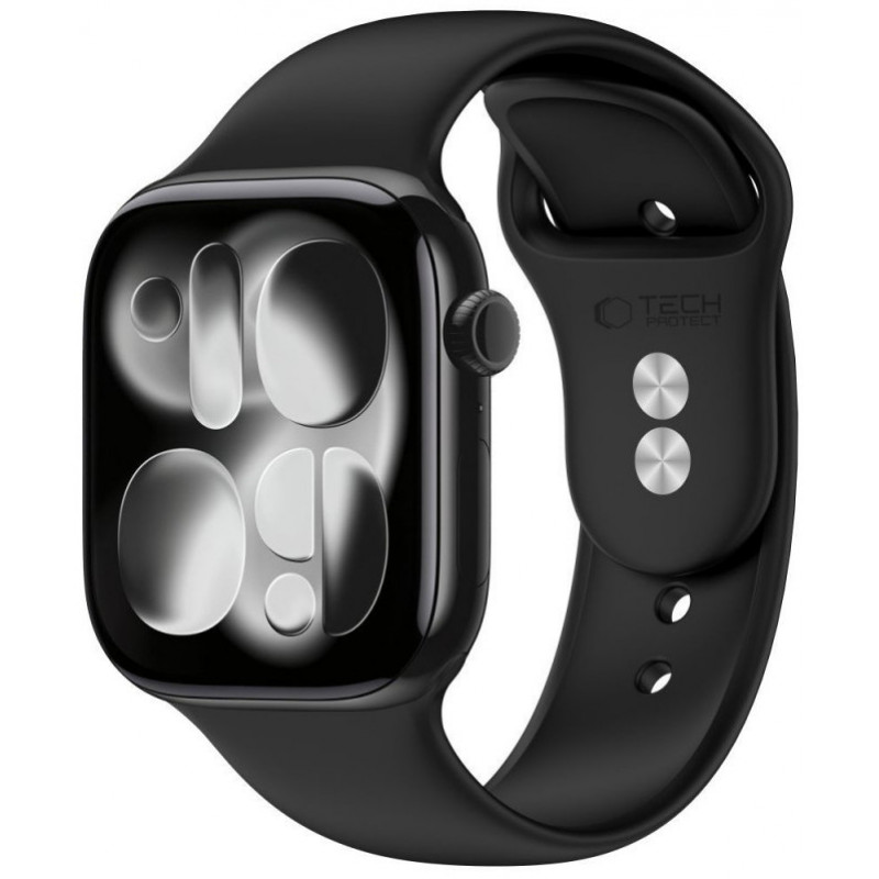Tech-Protect silikoninė apyrankė, skirta Apple Watch 8 / 9 / 10 / 11 / 12 / SE / Ultra 44/45/46/49 mm, juoda
