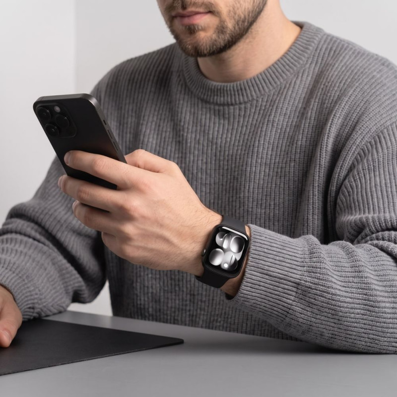 Tech-Protect silikoninė apyrankė, skirta Apple Watch 8 / 9 / 10 / 11 / 12 / SE / Ultra 44/45/46/49 mm, juoda