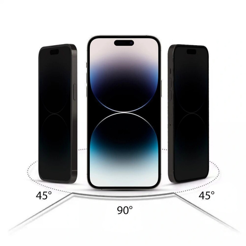 Tech-Protect Anti Spy Glass Pro+ privatumo grūdintas stiklas, skirtas Apple iPhone 17e / 16e / 14 / 13 Pro / 13 (2 vnt.), juodas