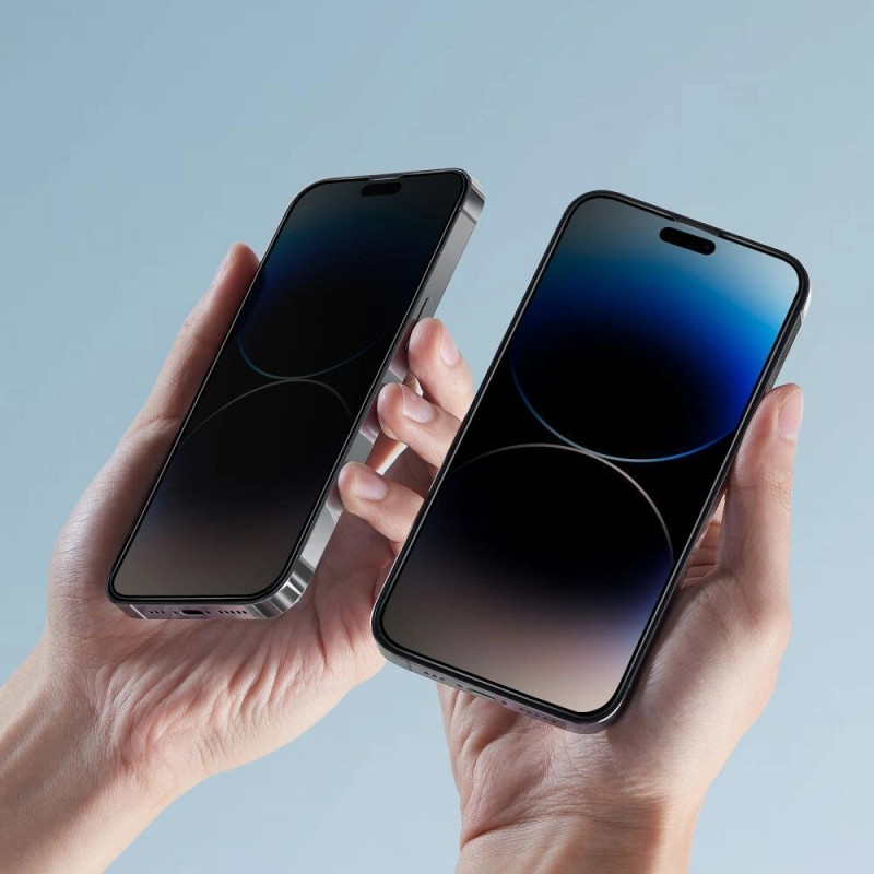 Tech-Protect Anti Spy Glass Pro+ privatumo grūdintas stiklas, skirtas Apple iPhone 17e / 16e / 14 / 13 Pro / 13 (2 vnt.), juodas