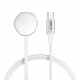 Tech-Protect MC02 UltraBoost magnetinis įkroviklio USB-C kabelis 100 cm, skirtas Apple Watch, baltas