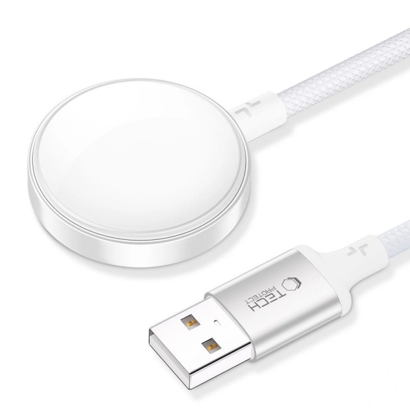 Tech-Protect MC02 UltraBoost magnetinis įkroviklis USB-A kabelis 100 cm Apple Watch, baltas
