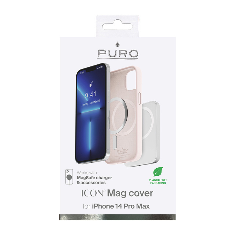 Puro ICON MAG MagSafe silikoninis dėklas, skirtas Apple iPhone 14 Pro Max, Dusty Pink