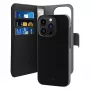 Puro Wallet Detachable MagSafe 2in1 PU odos dėklas su atvartu ir pinigine, skirtas iPhone 14 Pro Max, juodas