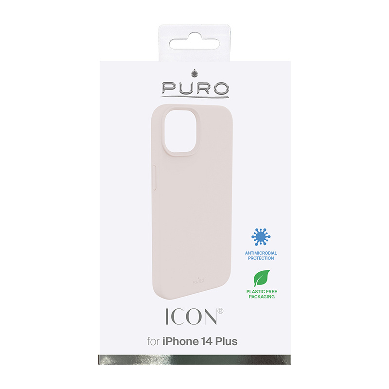 Puro ICON Antimicrobial Cover, skirta Apple iPhone 14 Plus / 15 Plus, Pink Sand