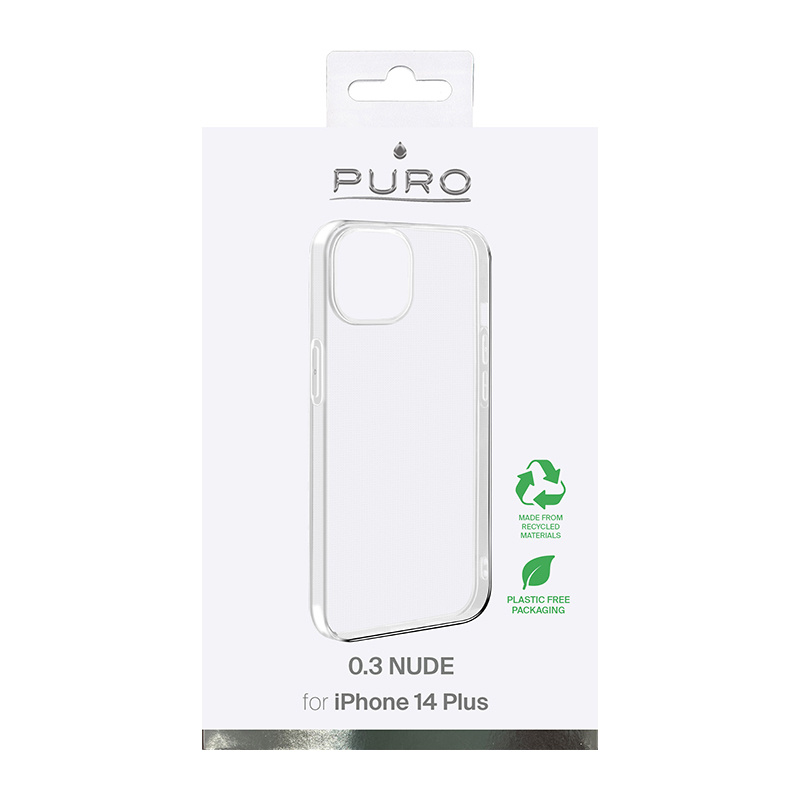 Puro 0.3 Nude dėklas, skirtas Apple iPhone 14 Plus / 15 Plus, permatomas