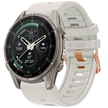 Tech-Protect silikoninis laikrodžio dirželis, skirtas Garmin Fenix 5s / 5s Plus / 6s / 6s Pro / 7s / 8 / 9 / 9 Pro 43 mm, Fog Grey