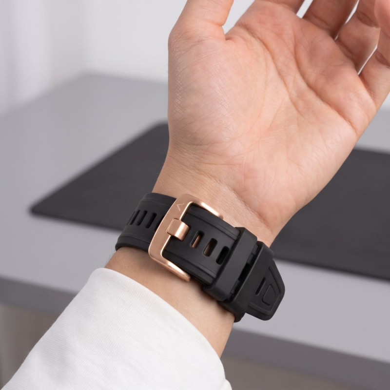 Tech-Protect silikoninis laikrodžio dirželis, skirtas Garmin Fenix 5s / 5s Plus / 6s / 6s Pro / 7s / 8 / 9 / 9 Pro 43 mm, juodas