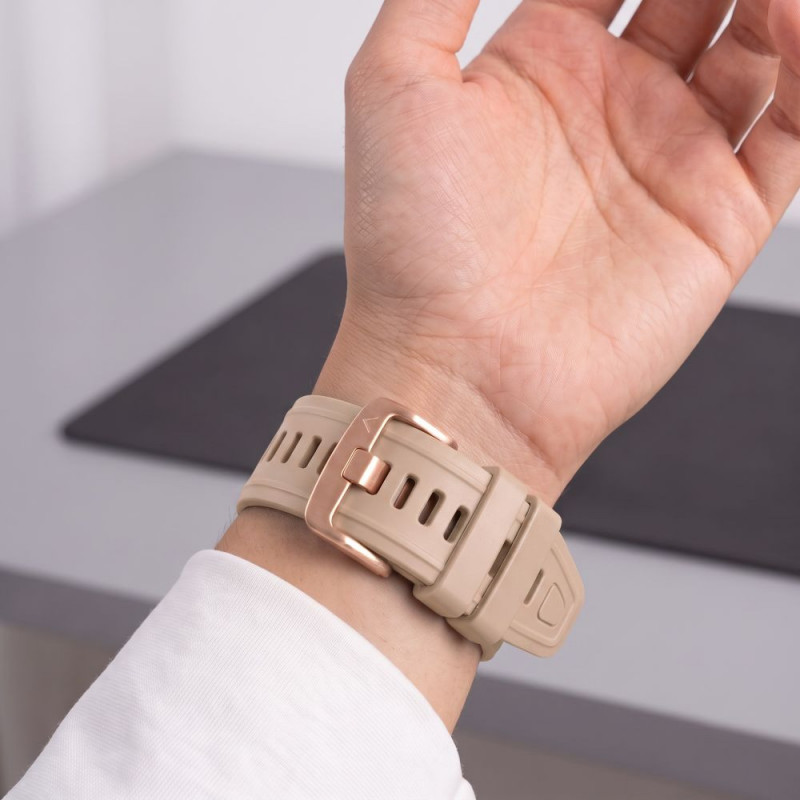 Tech-Protect silikoninis laikrodžio dirželis, skirtas Garmin Fenix 5s / 5s Plus / 6s / 6s Pro / 7s / 8 / 9 / 9 Pro 43 mm, Walnut