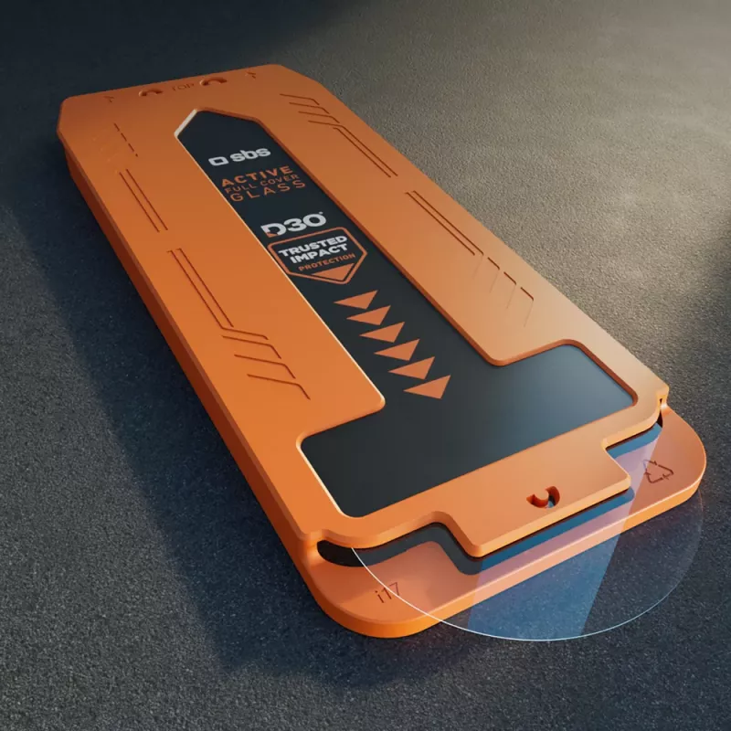 SBS D3O grūdintas stiklas su aplikatoriumi, skirtas iPhone 17 Pro (1 vnt.)