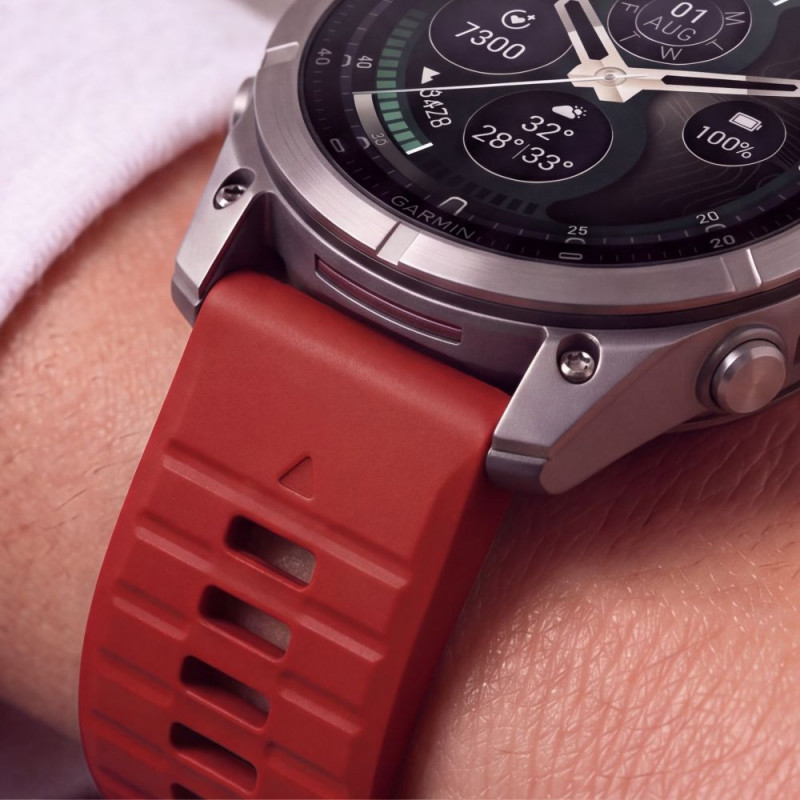 Tech-Protect silikoninis laikrodžio dirželis skirtas Garmin Fenix 5 / 6 / 6 Pro / 7 / 8 / 8 Pro / E / 9 / 9 Pro 47 mm, Crimson Red