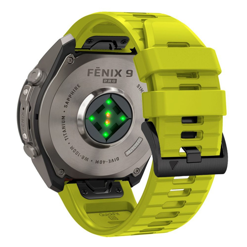 Tech-Protect silikoninis laikrodžio dirželis, skirtas Garmin Fenix 5 / 6 / 6 Pro / 7 / 8 / 8 Pro / E / 9 / 9 Pro 51 mm, Volt Lime